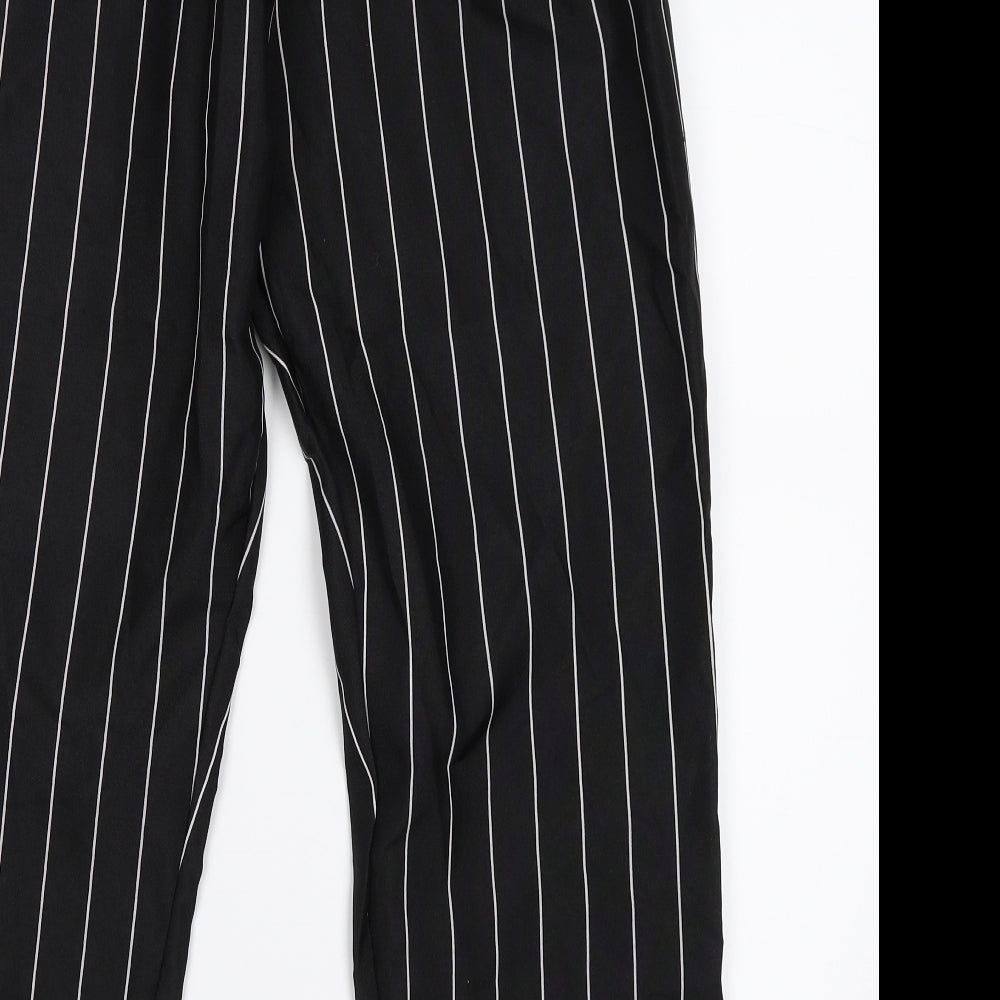 Preworn Womens Black Striped Trousers Size L L23 in
