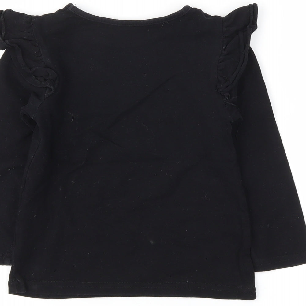 Preworn Girls Black Basic T-Shirt Size 8-9 Years