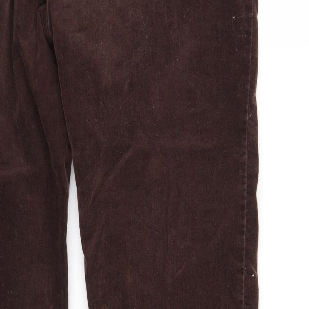 M&S Womens Brown Corduroy Trousers Size 14 L28 in