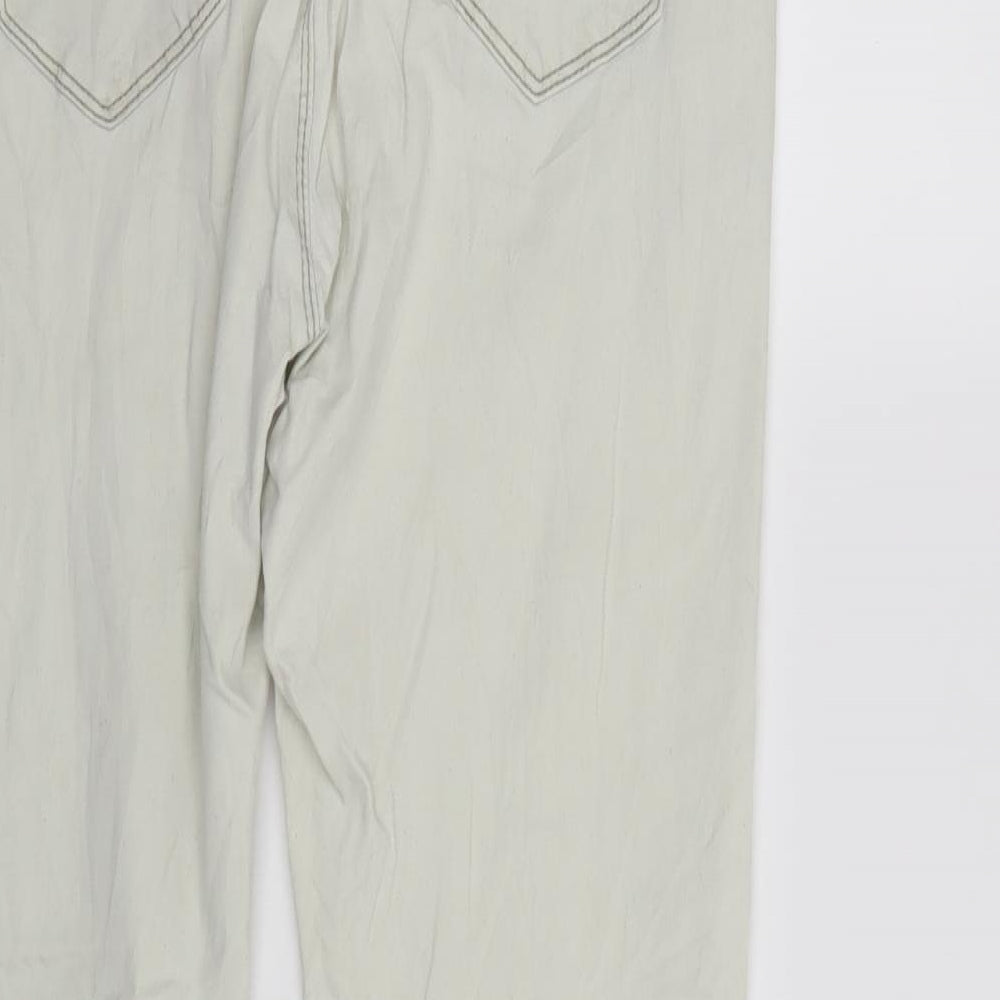 elegant's Womens Ivory Denim Tapered Jeans Size 14 L26 in - Elastic Waist