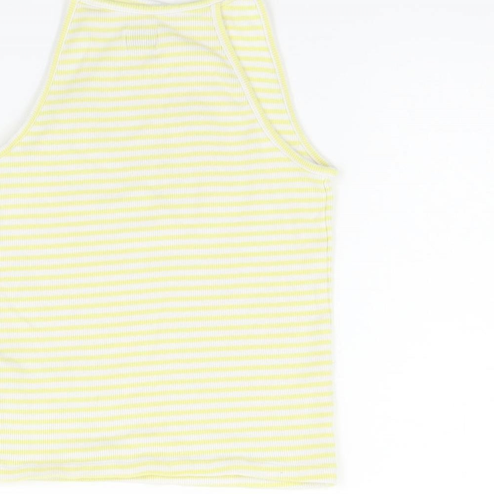 F&F Girls Yellow Striped Basic Tank Size 11-12 Years