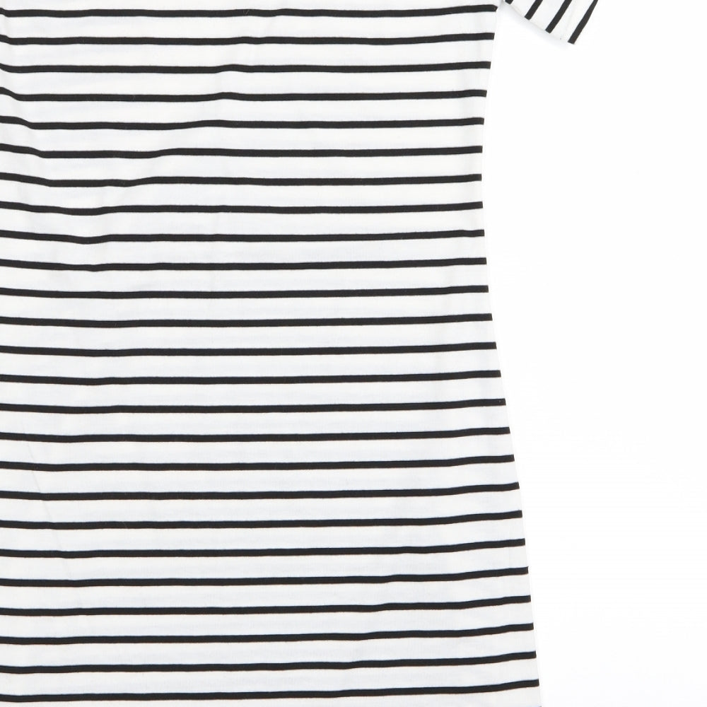 X&Z fashion Womens White Striped T-Shirt Dress Size M