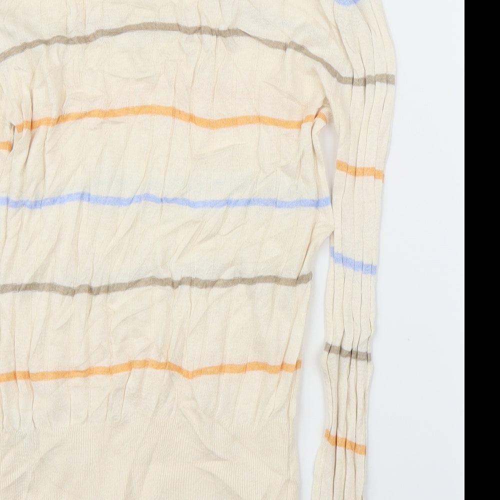 M&S Womens Beige Striped Pullover Jumper Size S