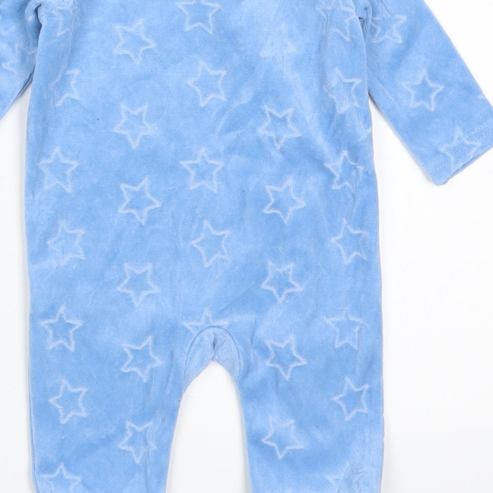 So Cute Boys Blue Solid Babydoll Bodysuit Size 0-3 Months - Skateboarding Dinosaur