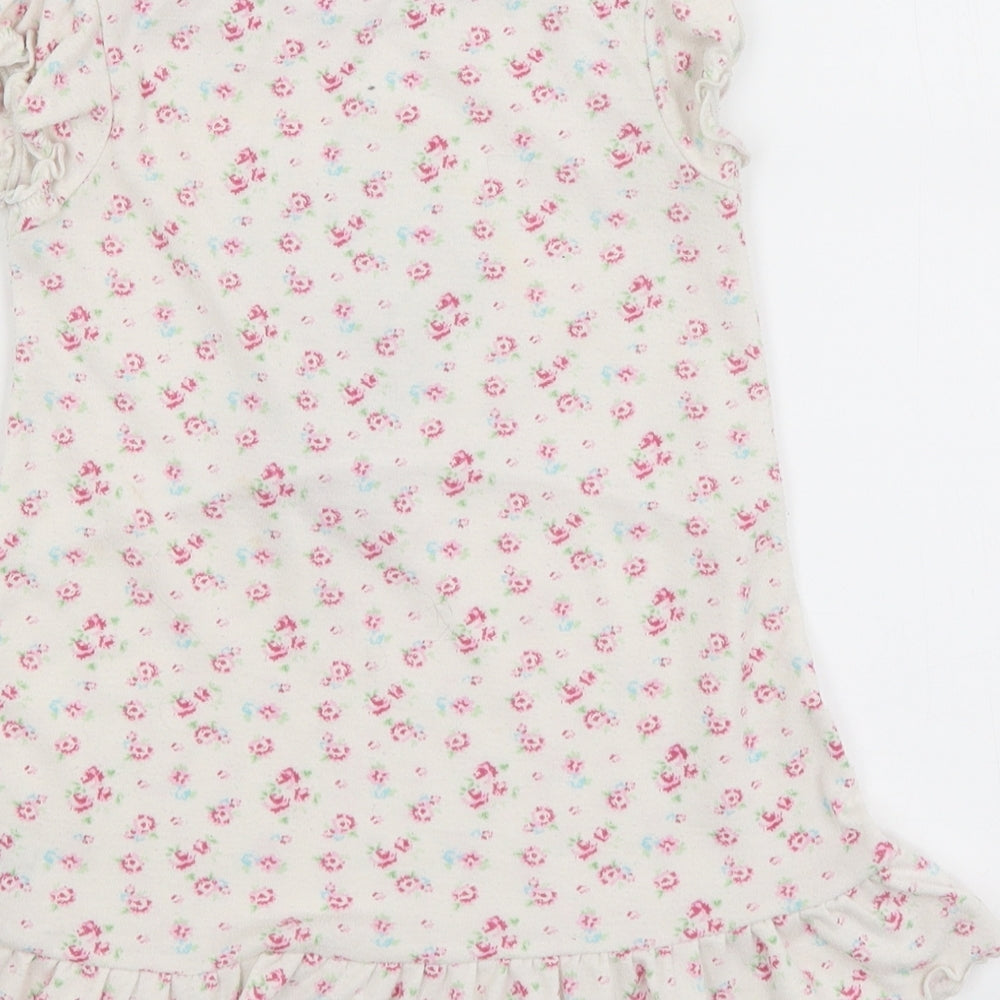 Disney Girls White Floral T-Shirt Dress Size 2-3 Years - minnie mouse