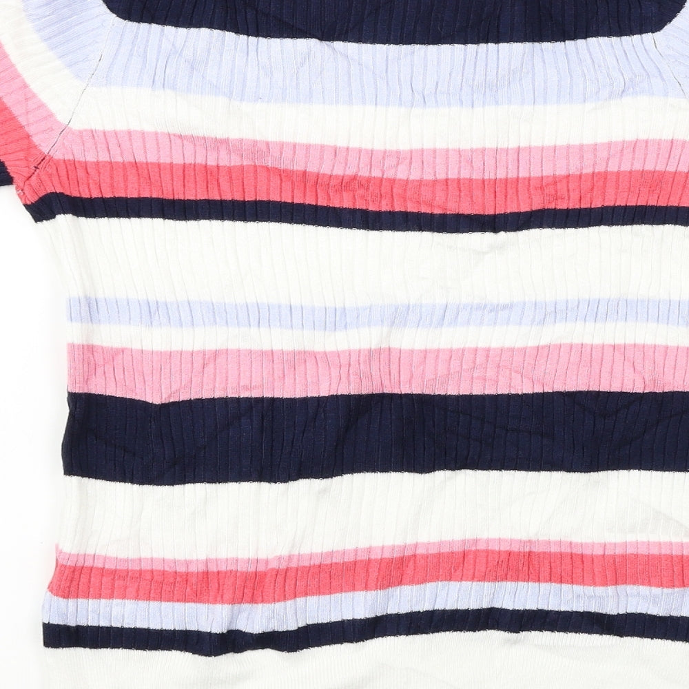 Marks and Spencer Womens White Striped Pullover Jumper Size 12