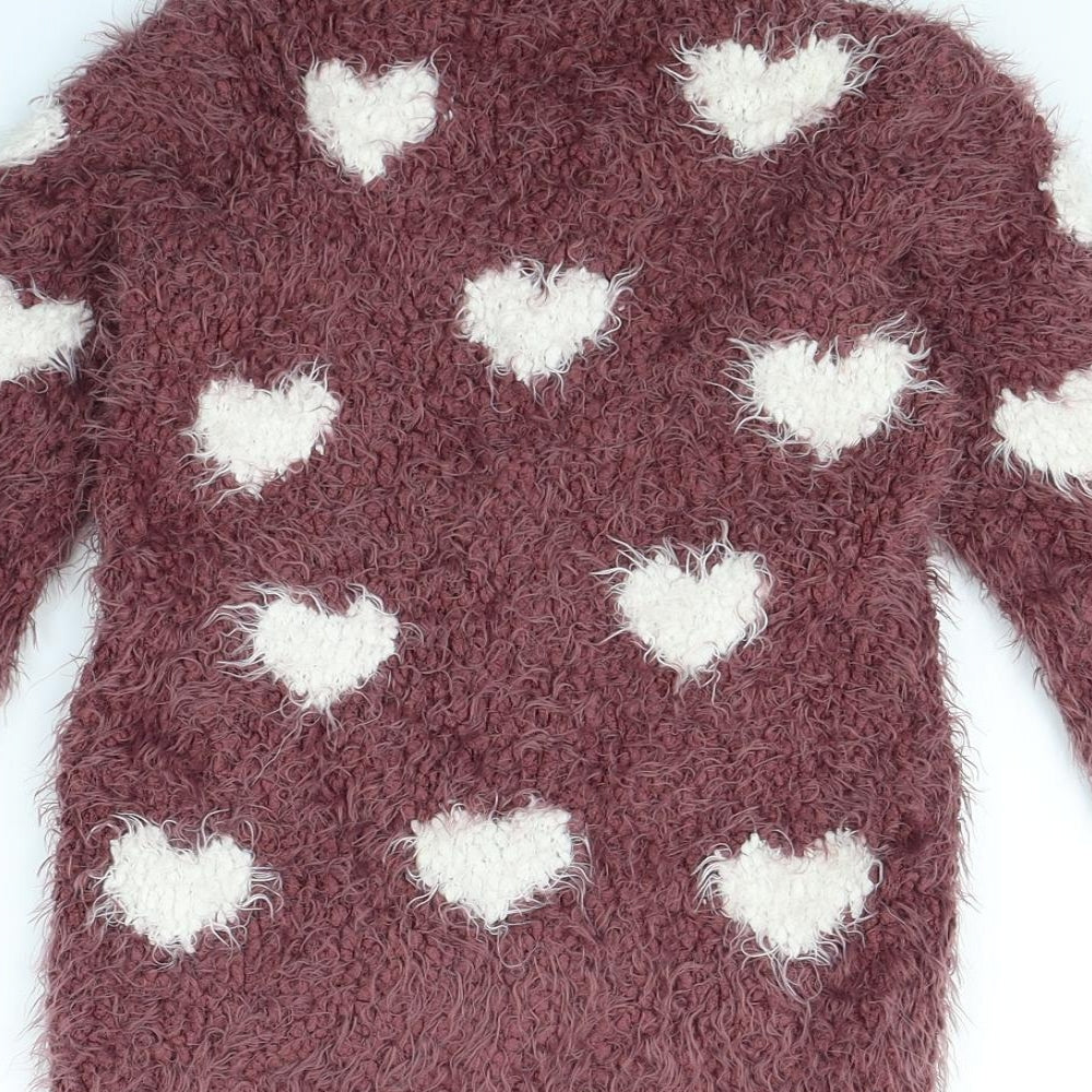I Love Girlswear Girls Purple Polka Dot Pullover Jumper Size 5 Years
