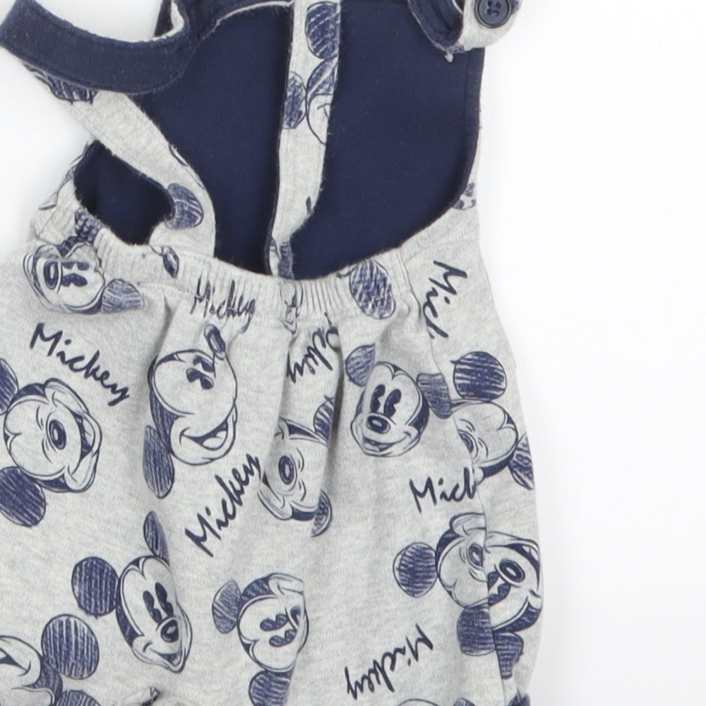 Matalan Baby Grey Geometric Dungaree Outfit/Set Size 0-3 Months - Mickey Mouse