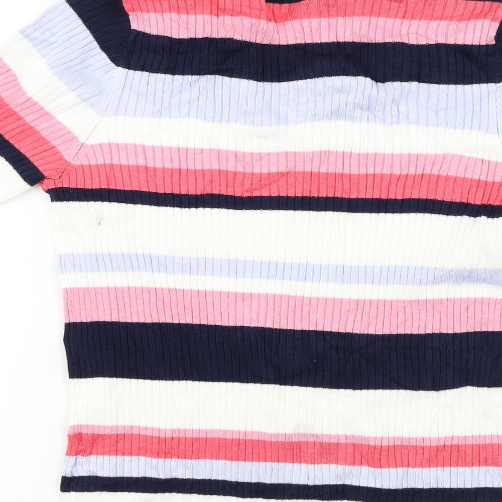 Marks and Spencer Womens White Striped Pullover Jumper Size 12