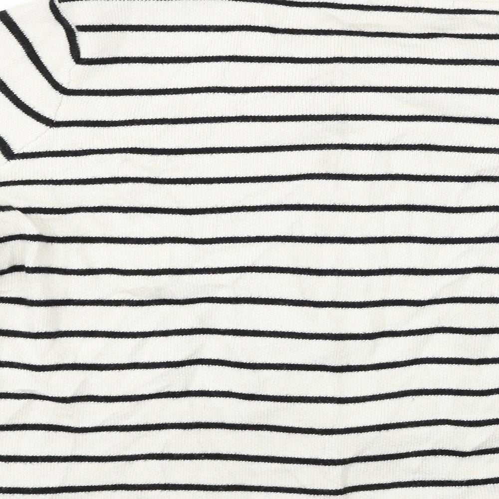 Marks and Spencer Womens White Striped Pullover Jumper Size 10