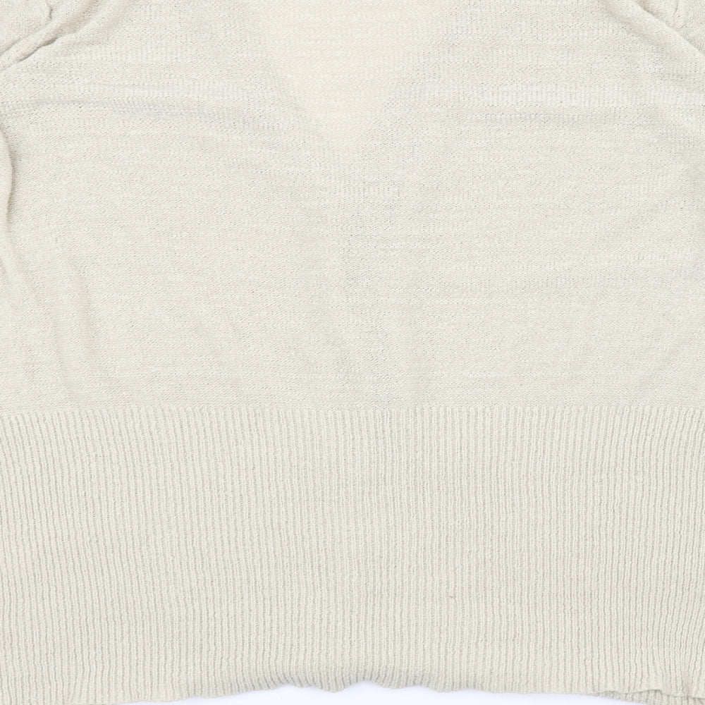 BM Womens White Knit Jacket Coatigan Size XL