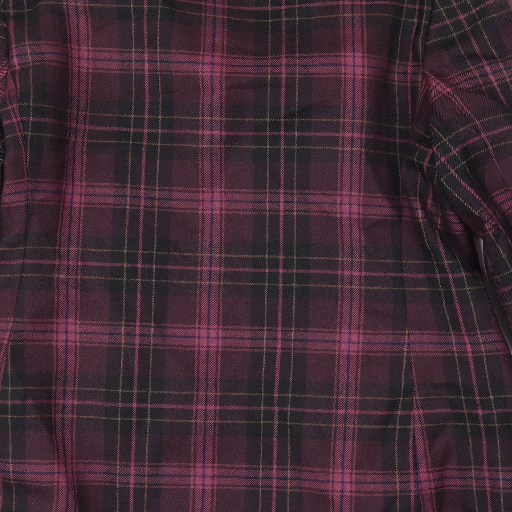 Woolmark Womens Purple Plaid Pea Coat Blazer Size 16
