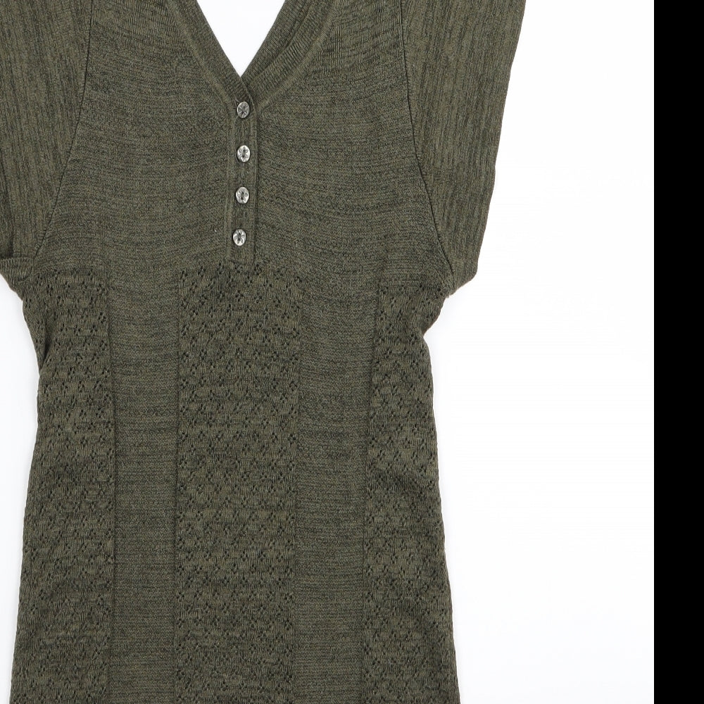 Mango Casual sports wear Womens Green Basic T-Shirt Size 6