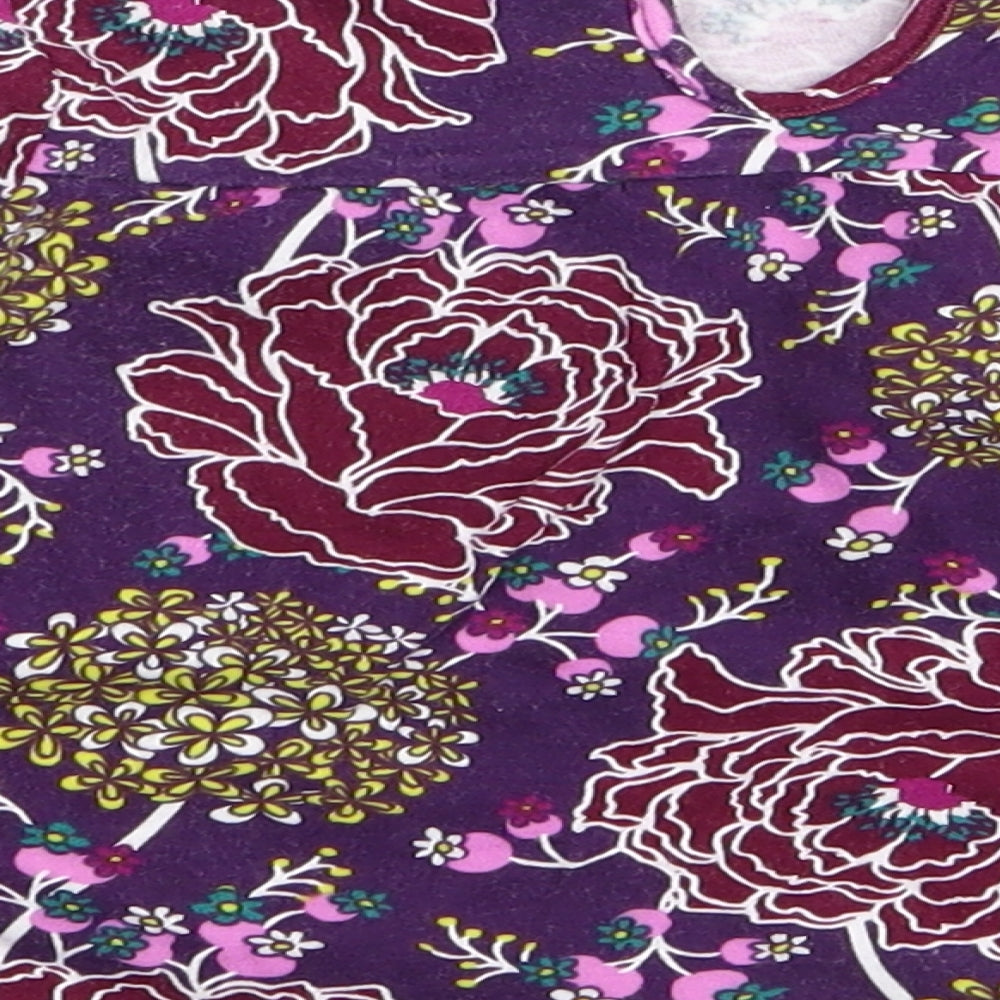 Asda George Girls Purple Floral Basic T-Shirt Size 12-18 Months