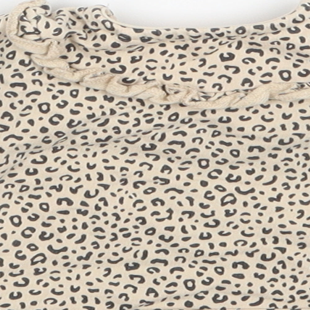 TU Girls Beige Animal Print Basic T-Shirt Size Newborn