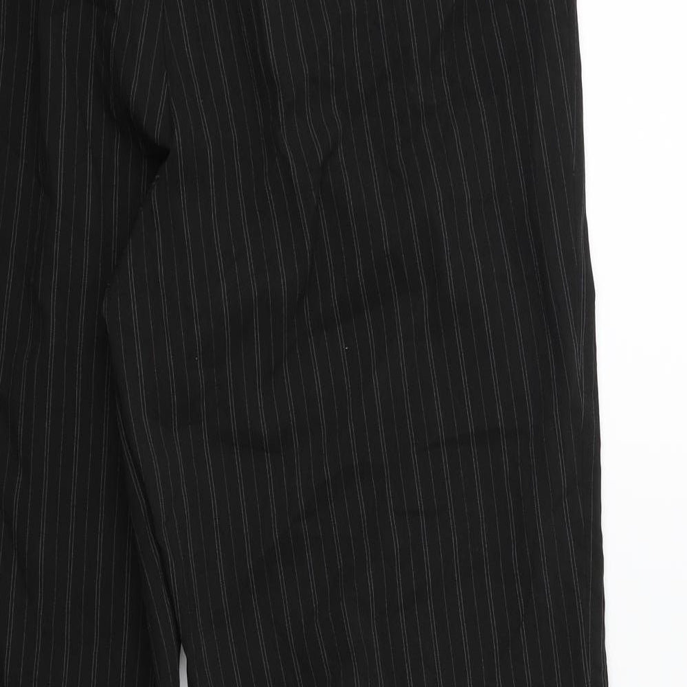 Preworn Womens Black Striped Trousers Size 32 in L29 in