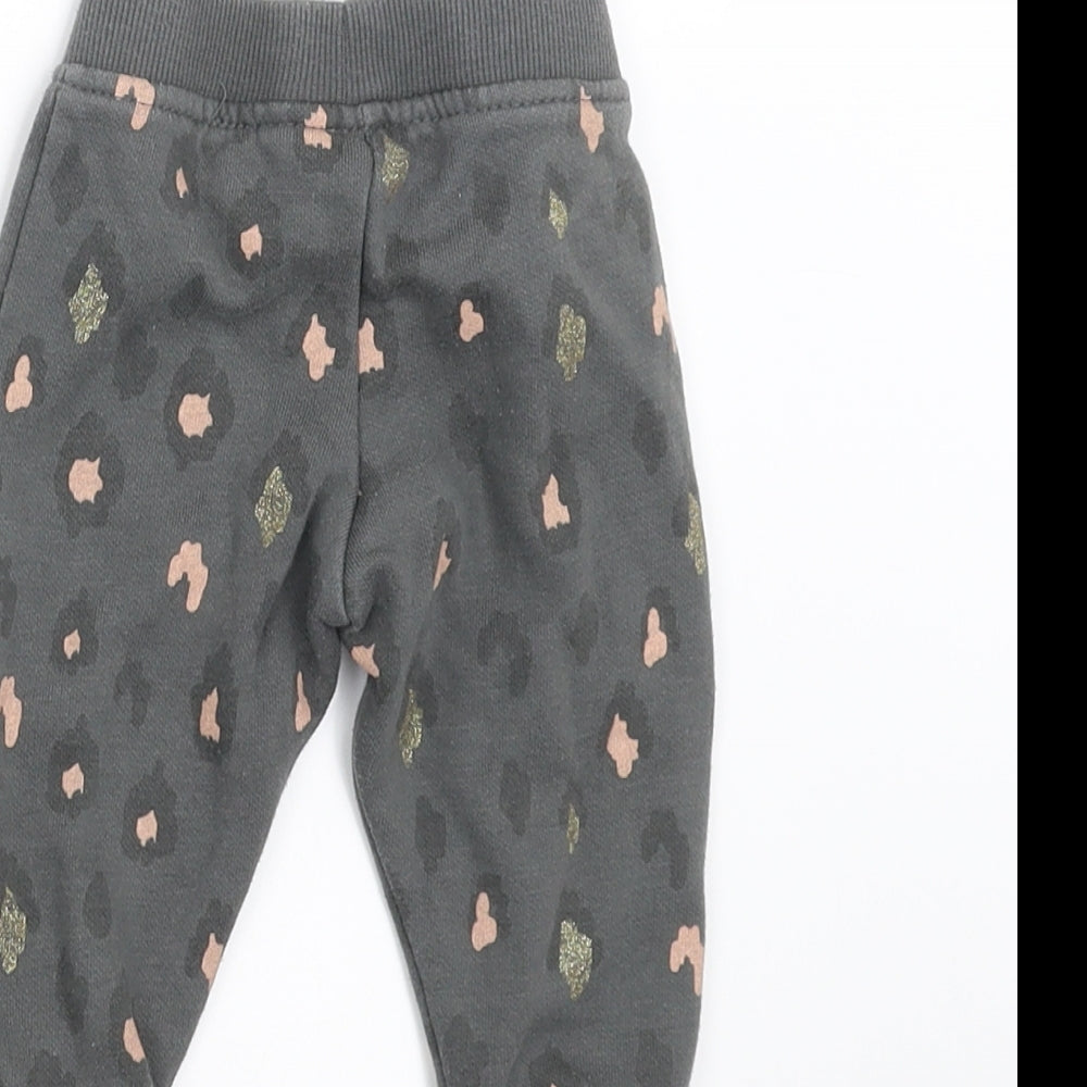 Primark Girls Grey Animal Print Jogger Trousers Size 3-6 Months
