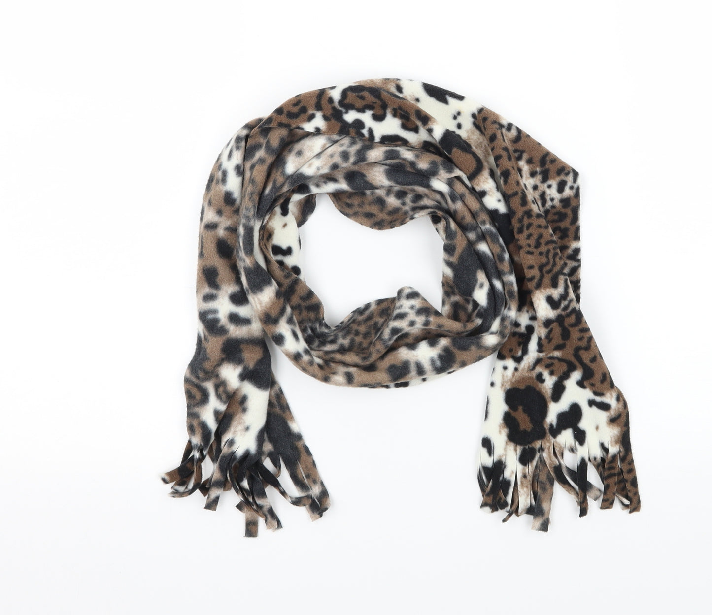 Preworn Womens Beige Animal Print Fleece Scarf
