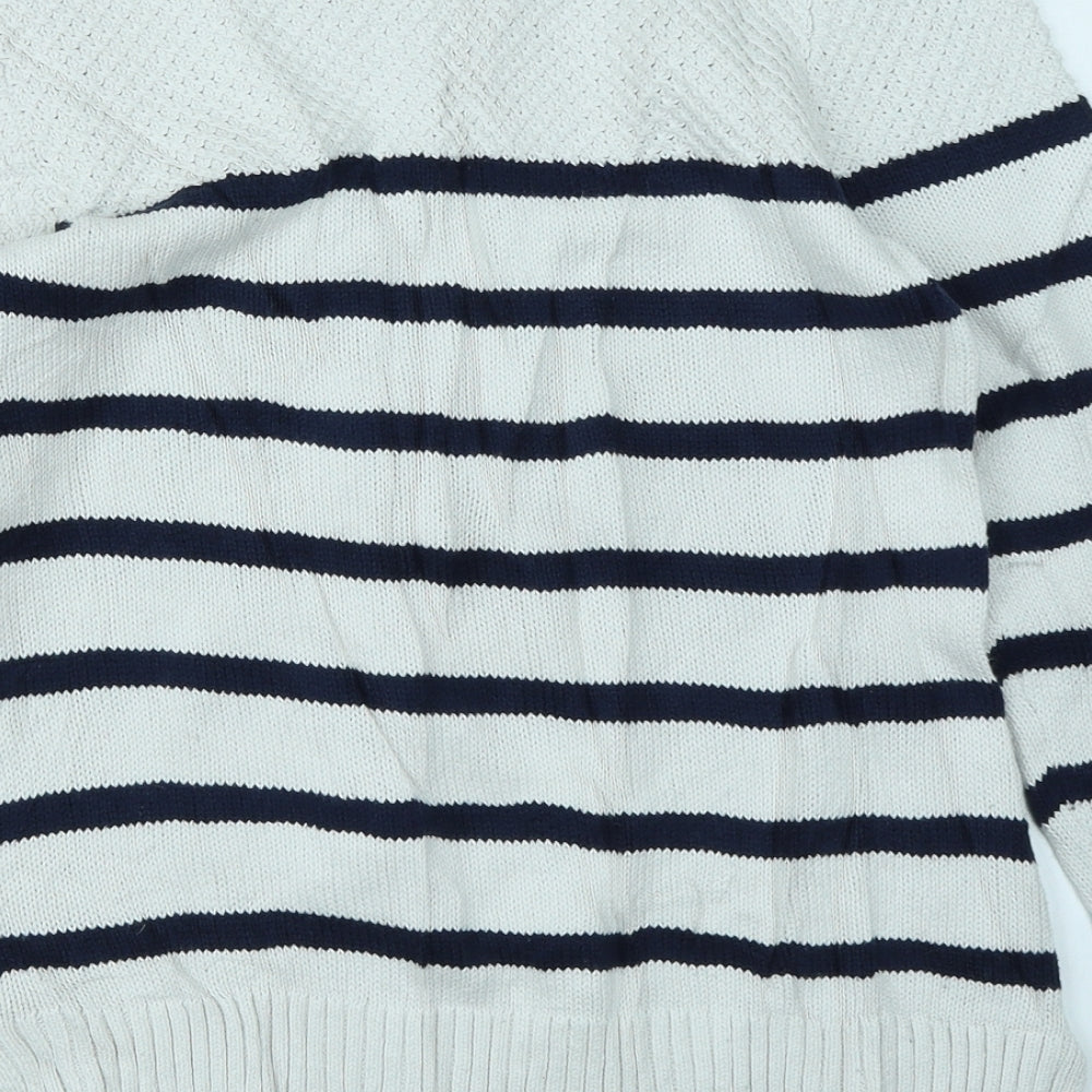 Kenar Womens White Striped Pullover Jumper Size S