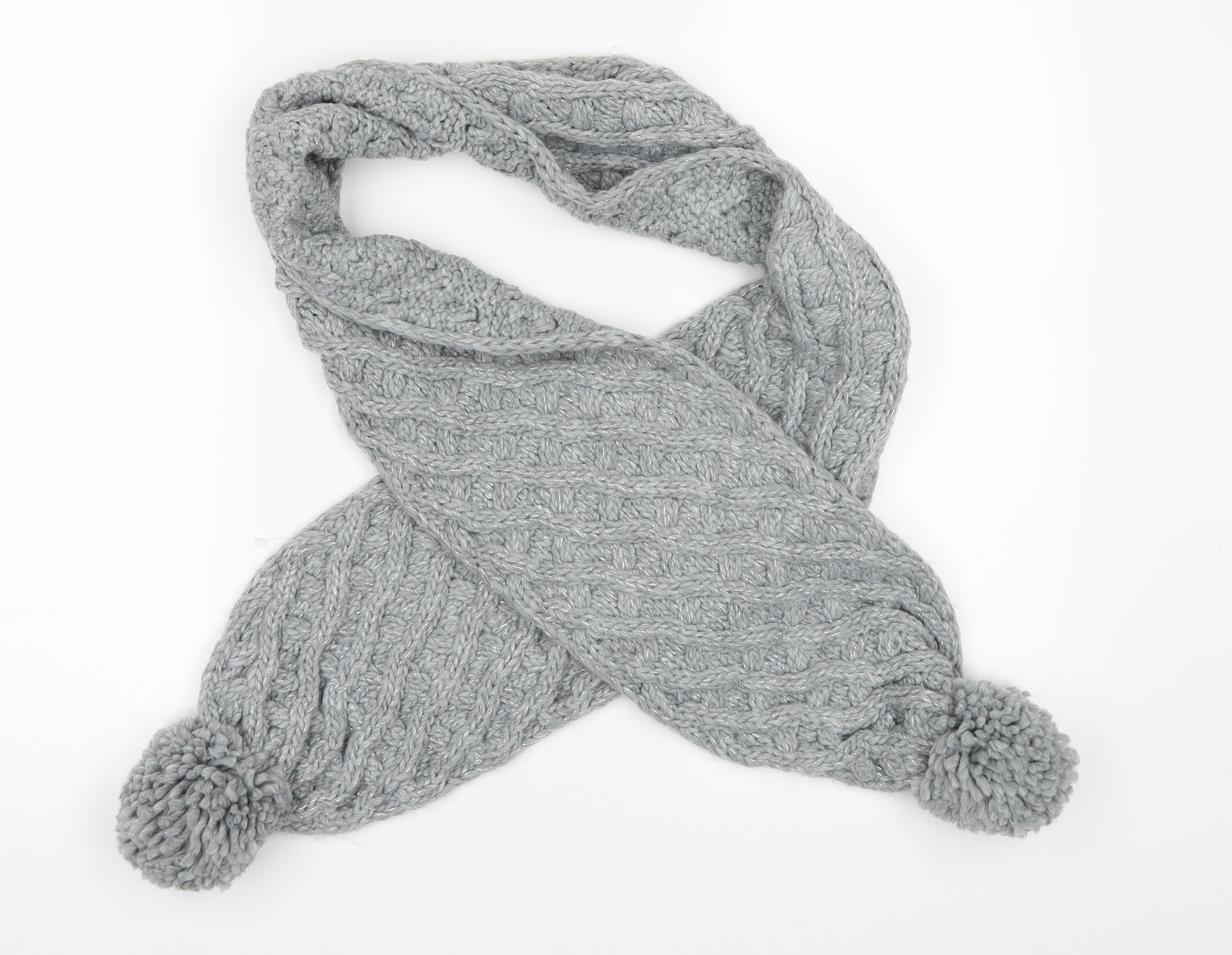 M&Co Womens Green Scarf - pom pom
