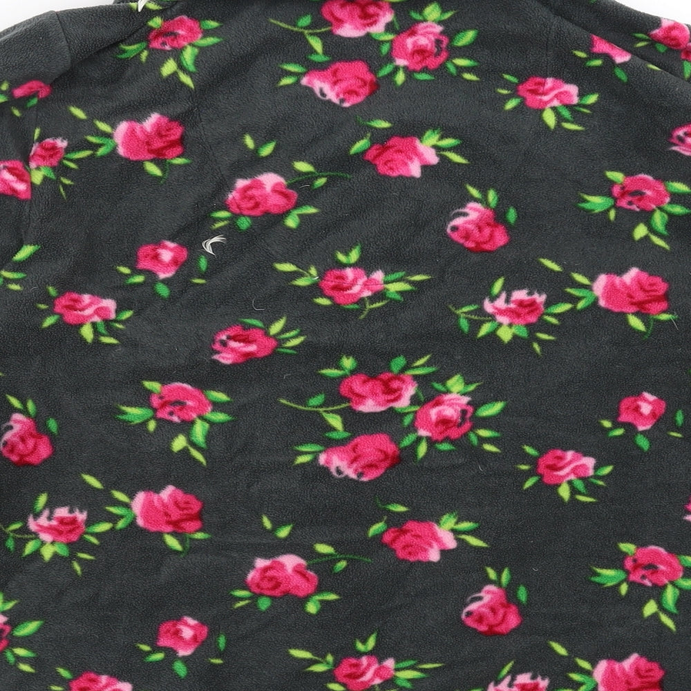 Secret Obsessions Womens Grey Floral Fleece Top Pyjama Top Size M