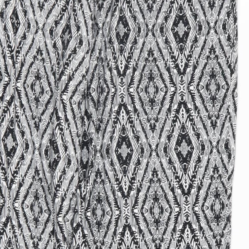 New Look Womens Black Geometric Trousers Size 12 L25 in