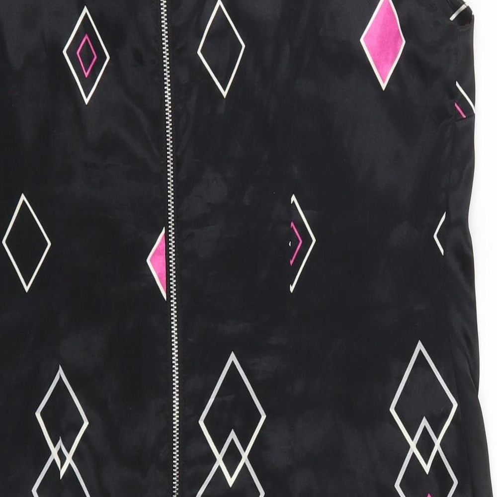Marina Kaneva Womens Black Geometric Tank Dress Size 14 - Pink
