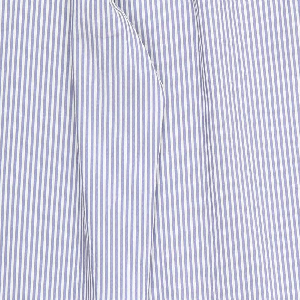 Marks and Spencer Womens Blue Striped Trousers Size 14 L30 in