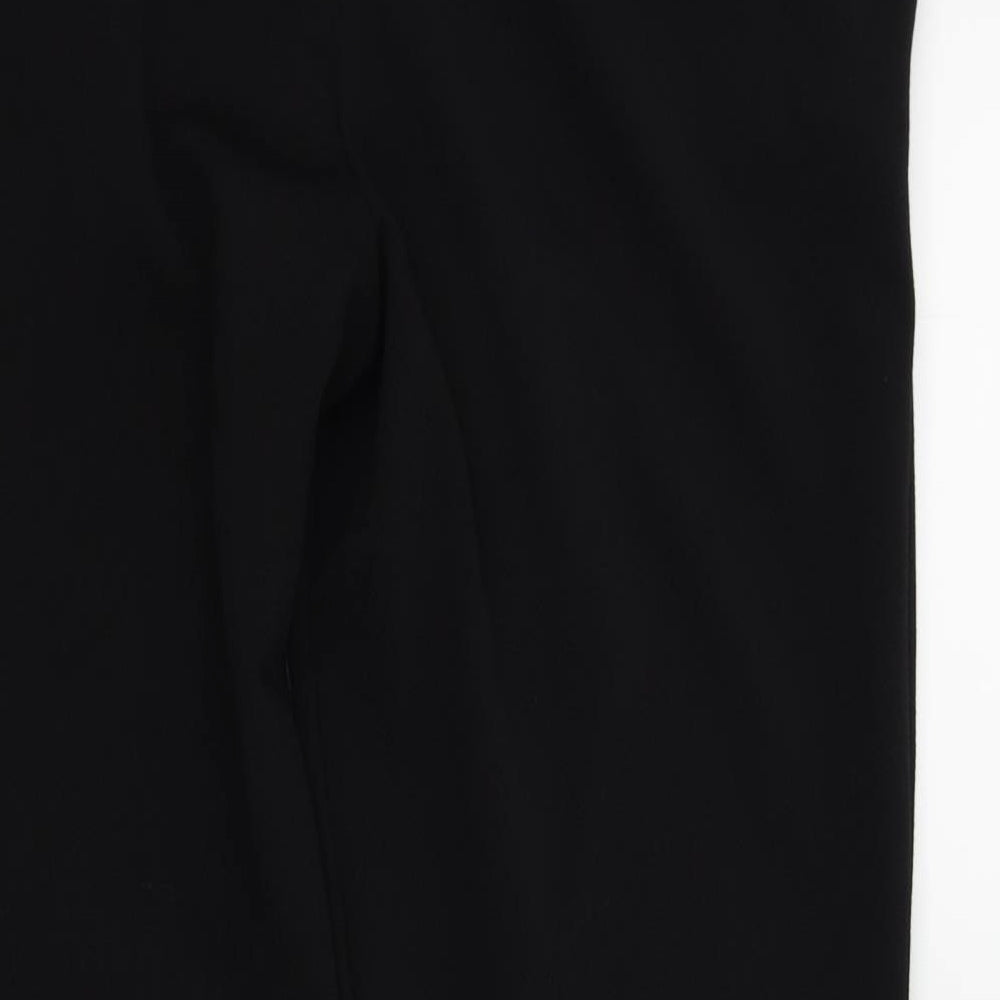 Preworn Womens Black Trousers Size 14 L29 in - Frill Detail