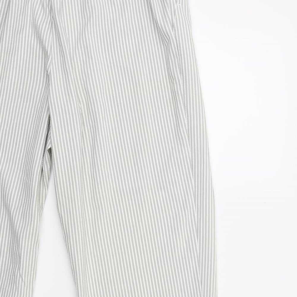 Marks and Spencer Womens Green Striped Trousers Size 18 L30 in