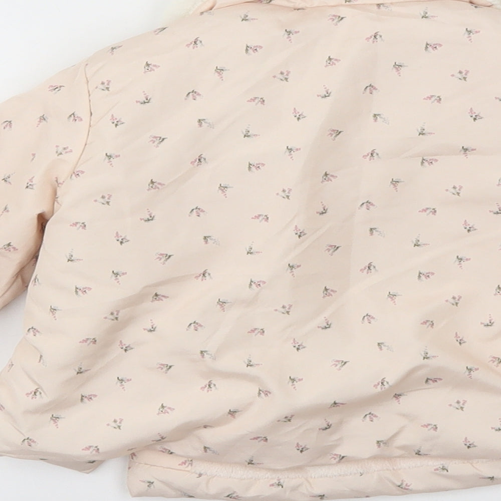 NEXT Girls Pink Floral Puffer Jacket Coat Size 3-6 Months