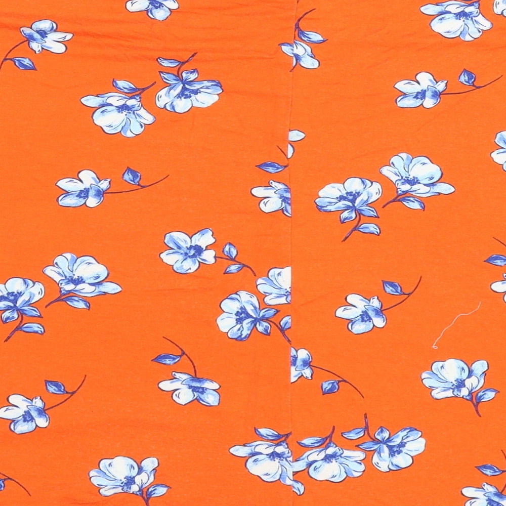 New Look Womens Orange Floral Basic T-Shirt Size 16