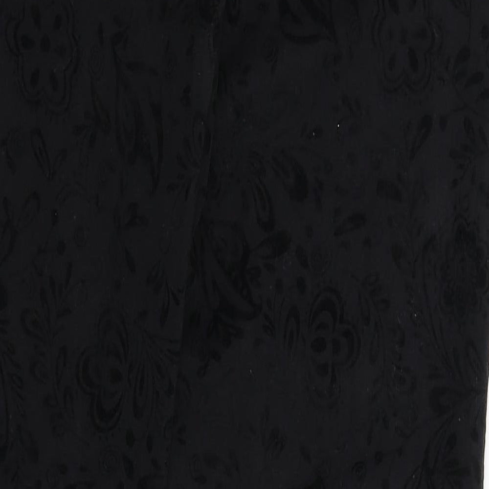 Preworn Womens Black Floral Trousers Size 28 in L30 in