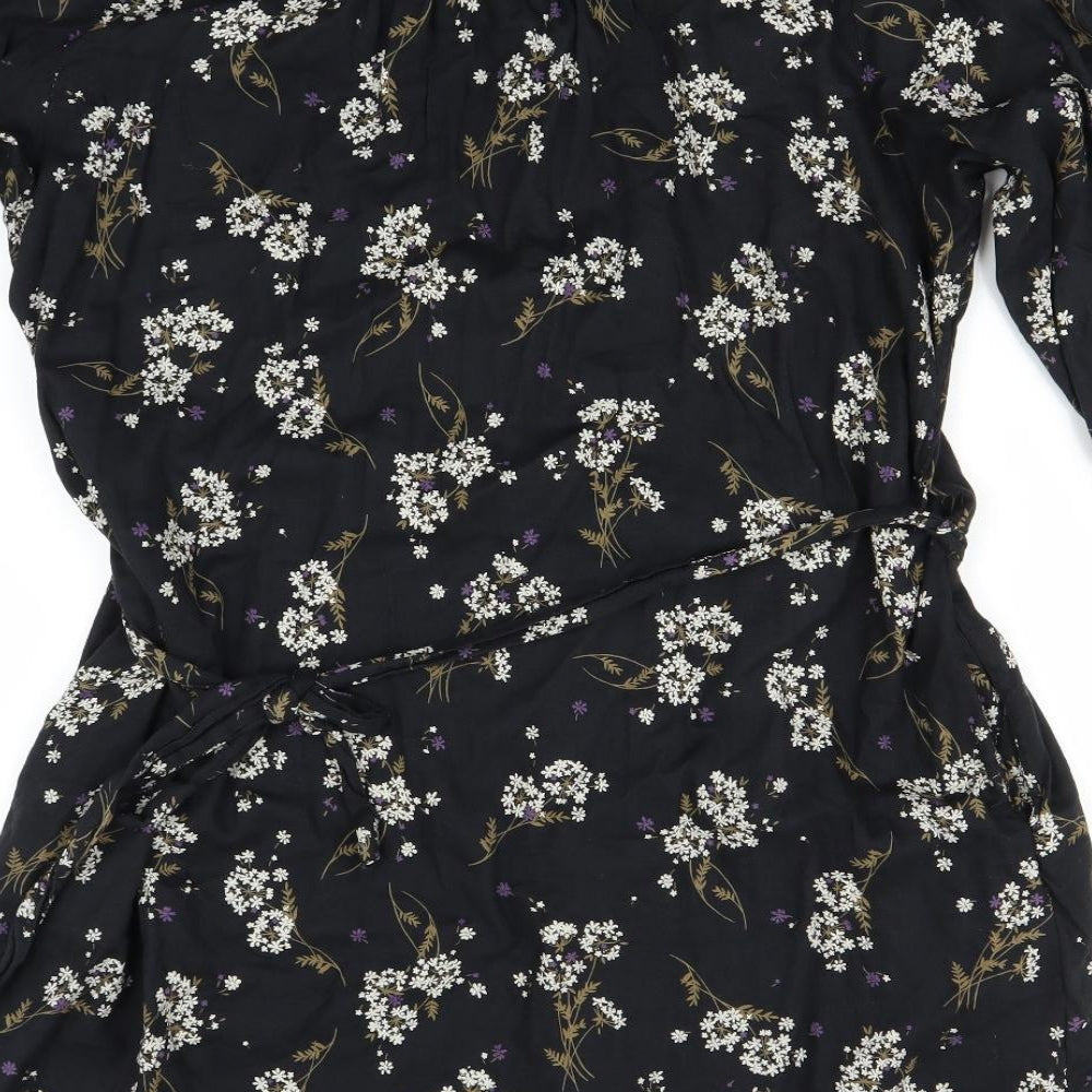 Fat Face Womens Black Floral Shirt Dress Size 18