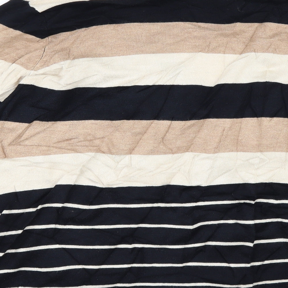 BM Womens Beige Striped Cardigan Jumper Size M