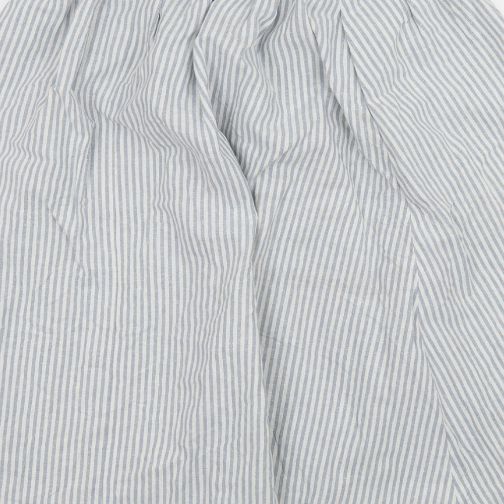 Preworn Womens Blue Striped Wrap Skirt Size 26 in