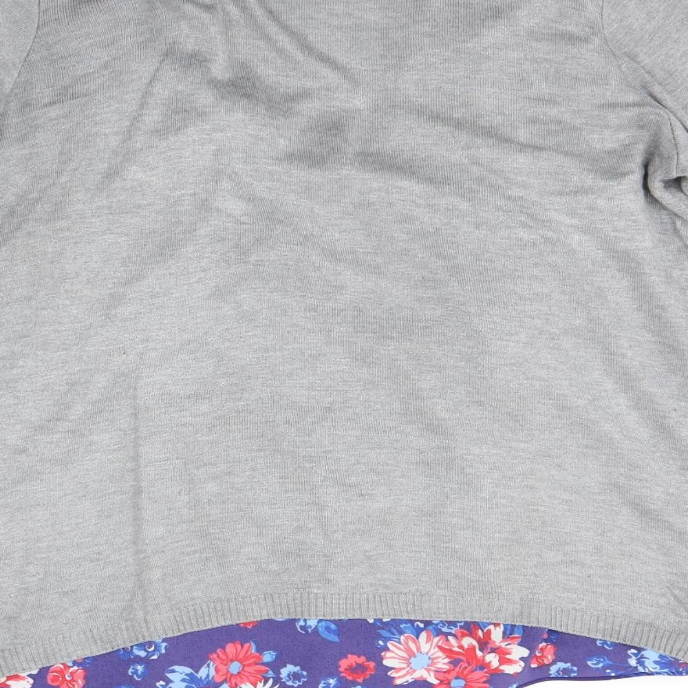 George Womens Grey Floral Basic Blouse Size 12