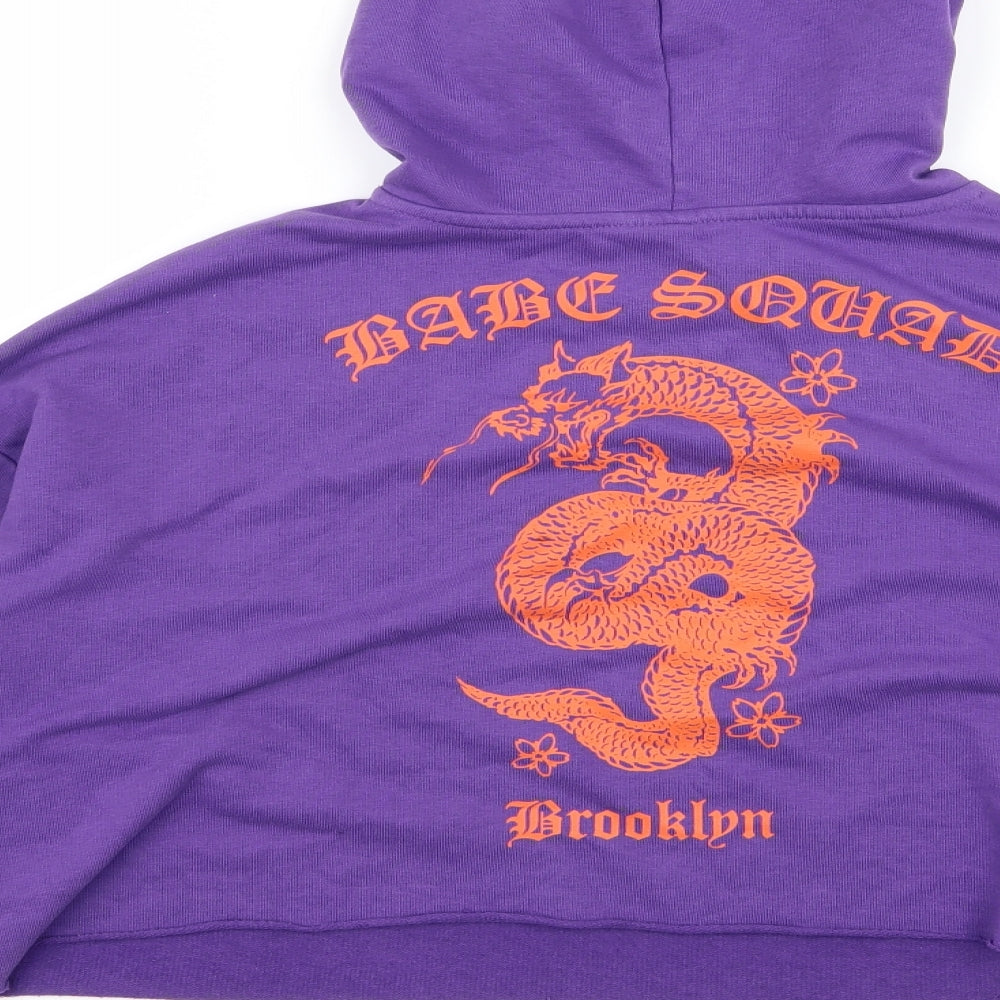 Preworn Womens Purple Plaid Pullover Hoodie Size 16