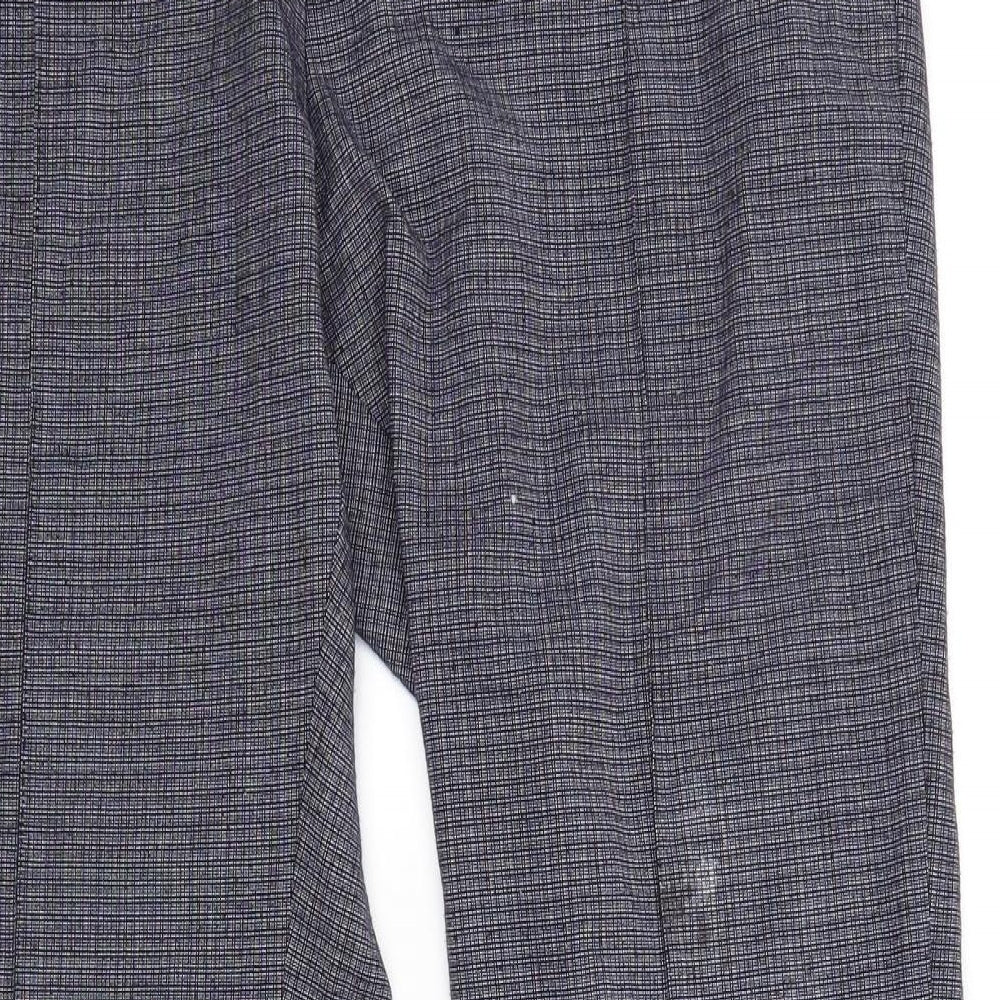 Marks & Spencer Womens Blue Check Trousers Size 14 L25 in