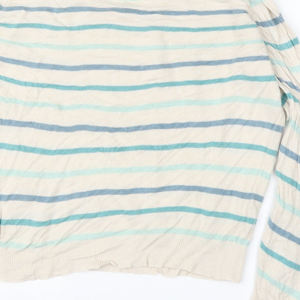 M&S Womens Beige Striped Pullover Jumper Size 14