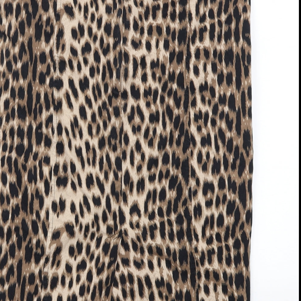 Dorothy Perkins Womens Brown Animal Print A-Line Skirt Size 14