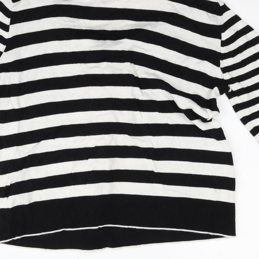 Per Una Womens Black Striped Pullover Jumper Size 16