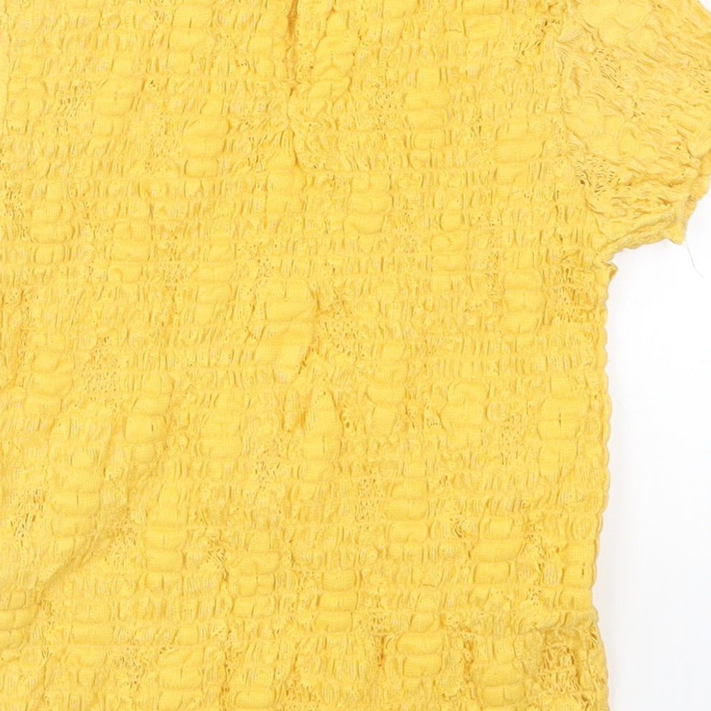 Zara Girls Yellow Basic T-Shirt Size 7 Years