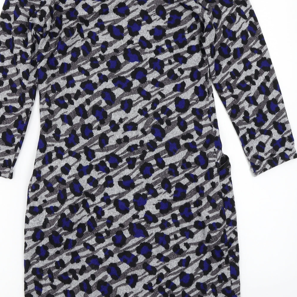 F&F Womens Grey Animal Print A-Line Size 8