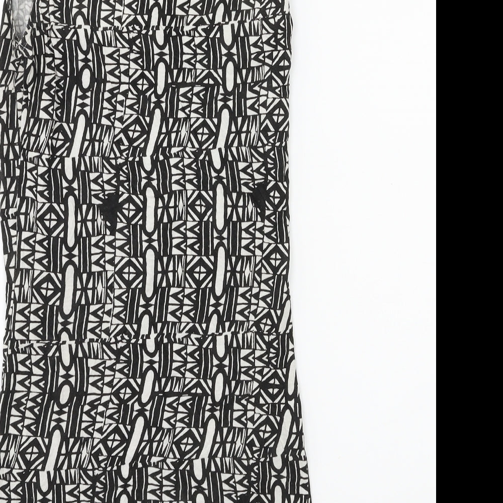 River Island Womens Black Geometric Tank Dress Size 8 - Shoulder Pads