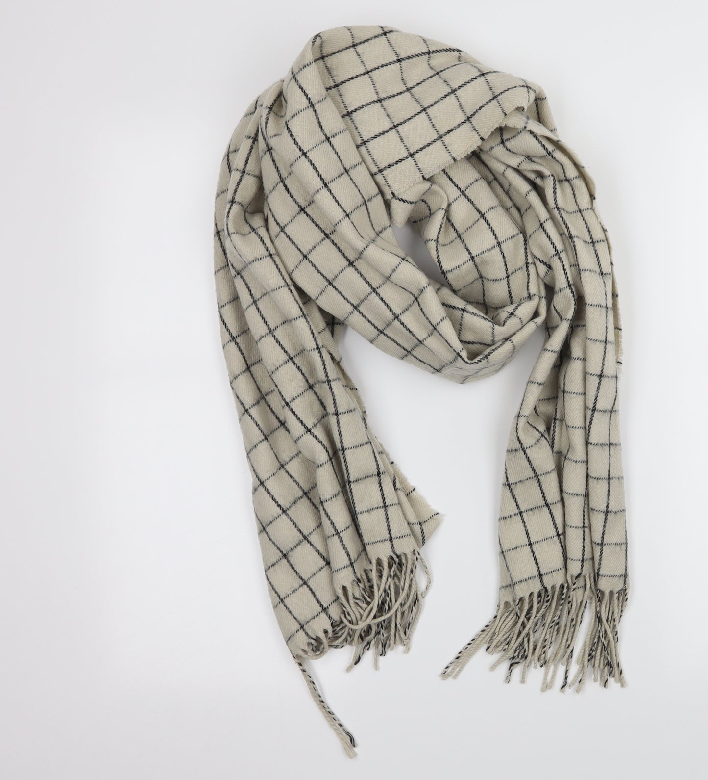 Preworn Womens Ivory Check Knit Scarf