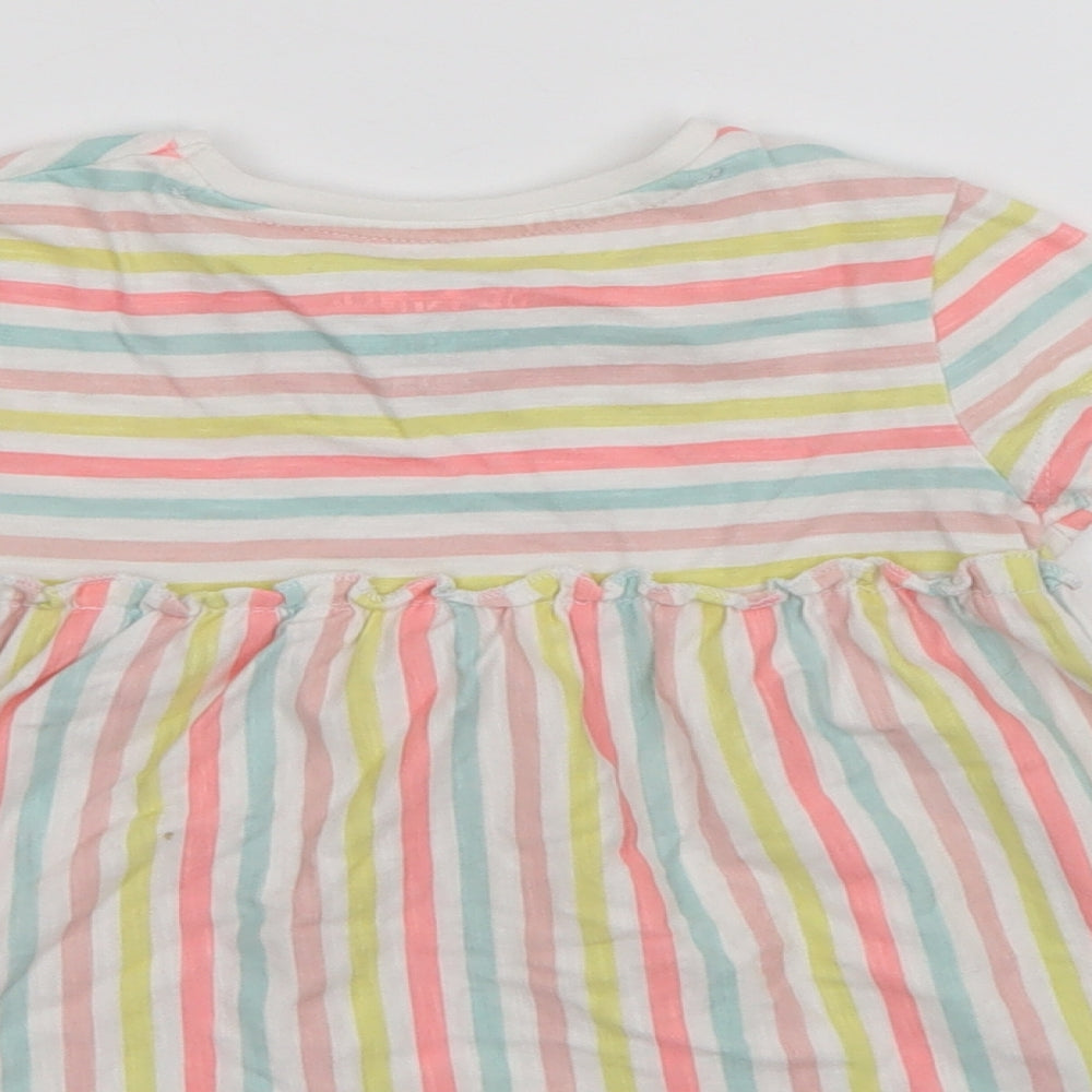 F&F Girls Multicoloured Striped T-Shirt Dress Size 12-18 Months