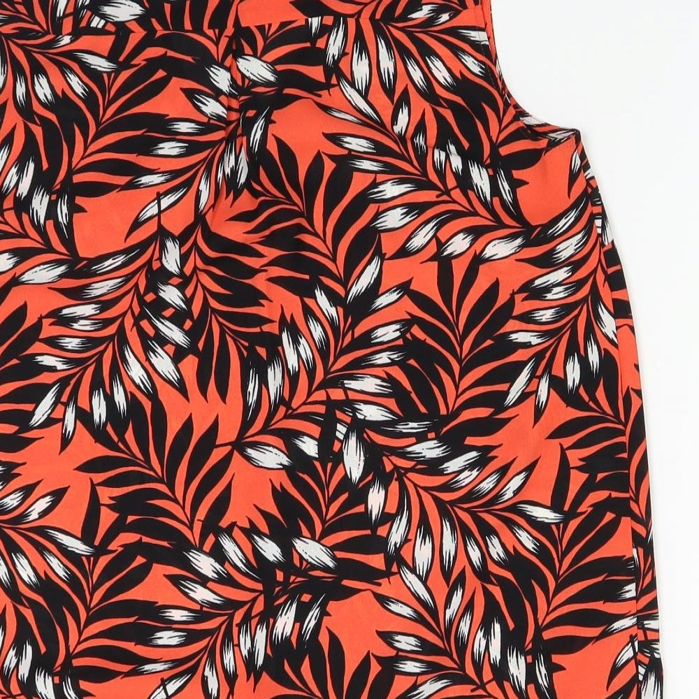 TU Womens Orange Floral Basic Blouse Size 10