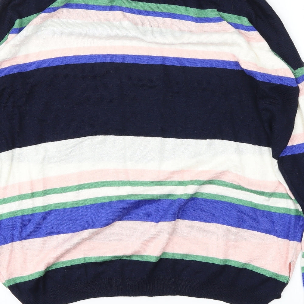 M&S Womens Black Striped Pullover Jumper Size M