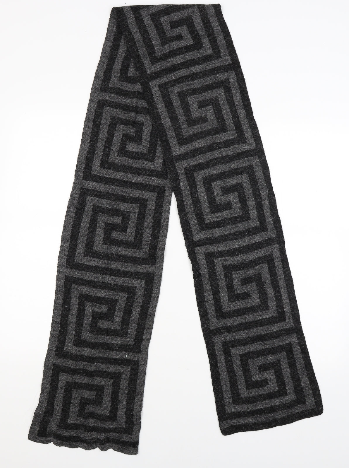 Preworn Mens Grey Geometric Scarf One Size
